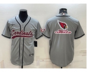 Men's Arizona Cardinals Grey Team Big Logo With Patch Cool Base Stitched Baseball Jersey