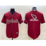 Men's Arizona Cardinals Red Team Big Logo With Patch Cool Base Stitched Baseball Jersey