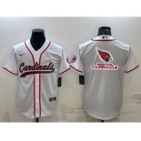 Men's Arizona Cardinals White Team Big Logo With Patch Cool Base Stitched Baseball Jersey