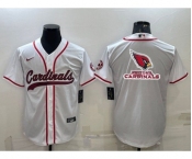 Men's Arizona Cardinals White Team Big Logo With Patch Cool Base Stitched Baseball Jersey