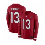 Men's Nike Arizona Cardinals #13 Kurt Warner Limited Red Therma Long Sleeve NFL Jersey