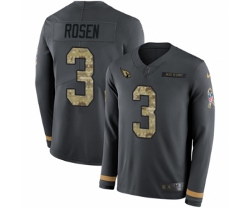 Men's Nike Arizona Cardinals #3 Josh Rosen Limited Black Salute to Service Therma Long Sleeve NFL Jersey