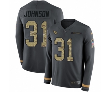 Men's Nike Arizona Cardinals #31 David Johnson Limited Black Salute to Service Therma Long Sleeve NFL Jersey