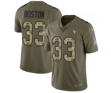 Men's Nike Arizona Cardinals #33 Tre Boston Limited Olive-Camo 2017 Salute to Service NFL Jersey