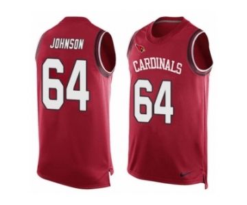 Men's Nike Arizona Cardinals #64 Dorian Johnson Limited Red Player Name & Number Tank Top NFL Jersey