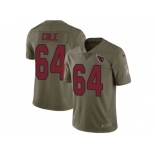 Nike Arizona Cardinals #64 Mason Cole Olive Men Stitched NFL Limited 2017 Salute to Service Jersey