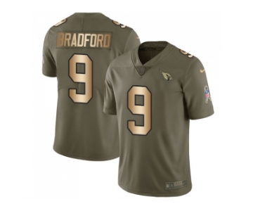 Nike Arizona Cardinals #9 Sam Bradford Olive Gold Men Stitched NFL Limited 2017 Salute to Service Jersey