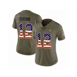 Women Nike Arizona Cardinals #12 John Brown Limited Olive USA Flag 2017 Salute to Service NFL Jersey