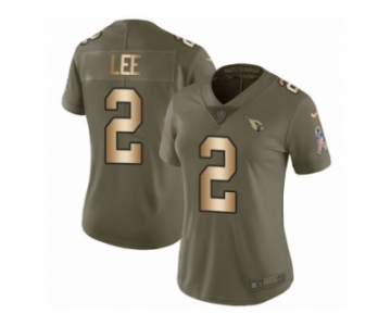 Women Nike Arizona Cardinals #2 Andy Lee Limited Olive Gold 2017 Salute to Service NFL Jersey