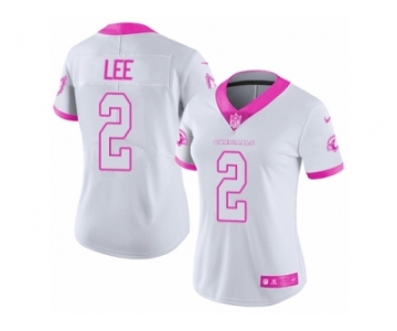 Women Nike Arizona Cardinals #2 Andy Lee Limited White Pink Rush Fashion NFL Jersey