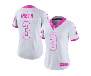 Women Nike Arizona Cardinals #3 Josh Rosen White Pink Stitched NFL Limited Rush Fashion Jersey