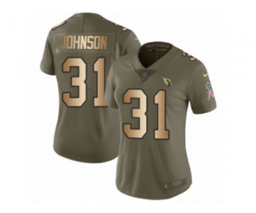 Women Nike Arizona Cardinals #31 David Johnson Limited Olive Gold 2017 Salute to Service NFL Jersey