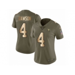 Women Nike Arizona Cardinals #4 Phil Dawson Limited Olive Gold 2017 Salute to Service NFL Jersey