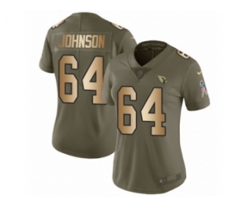 Women Nike Arizona Cardinals #64 Dorian Johnson Limited Olive Gold 2017 Salute to Service NFL Jersey