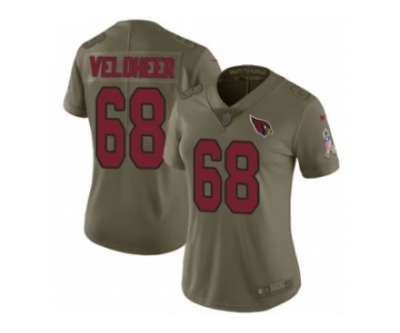 Women Nike Arizona Cardinals #68 Jared Veldheer Limited Olive 2017 Salute to Service NFL Jersey