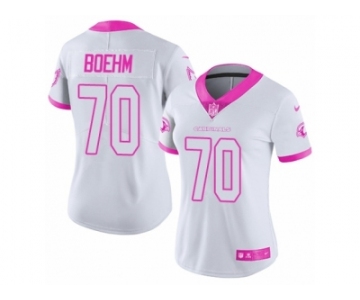 Women Nike Arizona Cardinals #70 Evan Boehm Limited White Pink Rush Fashion NFL Jersey