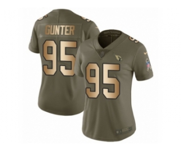 Women Nike Arizona Cardinals #95 Rodney Gunter Limited Olive Gold 2017 Salute to Service NFL Jersey