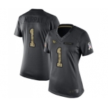 Women's Arizona Cardinals #1 Kyler Murray Limited Black 2016 Salute to Service Football Jersey