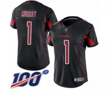 Women's Arizona Cardinals #1 Kyler Murray Limited Black Rush Vapor Untouchable 100th Season Football Jersey