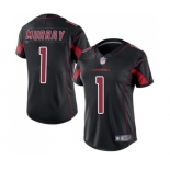 Women's Arizona Cardinals #1 Kyler Murray Limited Black Rush Vapor Untouchable Football Jersey