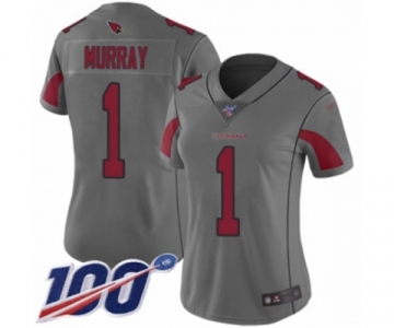 Women's Arizona Cardinals #1 Kyler Murray Limited Silver Inverted Legend 100th Season Football Jersey