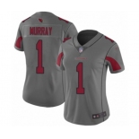 Women's Arizona Cardinals #1 Kyler Murray Limited Silver Inverted Legend Football Jersey