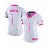 Women's Arizona Cardinals #1 Kyler Murray Limited White Pink Rush Fashion Football Jersey