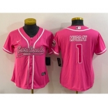 Women's Arizona Cardinals #1 Kyler Murray Pink With Patch Cool Base Stitched Baseball Jersey