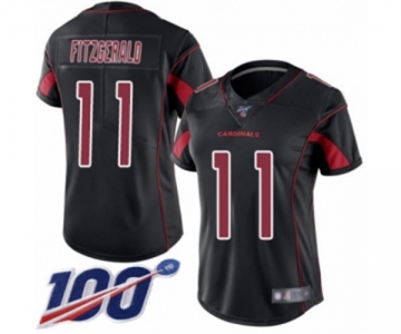 Women's Arizona Cardinals #11 Larry Fitzgerald Limited Black Rush Vapor Untouchable 100th Season Football Jersey