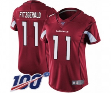 Women's Arizona Cardinals #11 Larry Fitzgerald Red Team Color Vapor Untouchable Limited Player 100th Season Football Jersey