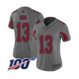 Women's Arizona Cardinals #13 Christian Kirk Limited Silver Inverted Legend 100th Season Football Jersey