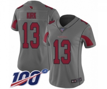 Women's Arizona Cardinals #13 Christian Kirk Limited Silver Inverted Legend 100th Season Football Jersey