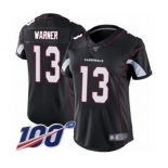 Women's Arizona Cardinals #13 Kurt Warner Black Alternate Vapor Untouchable Limited Player 100th Season Football Jersey