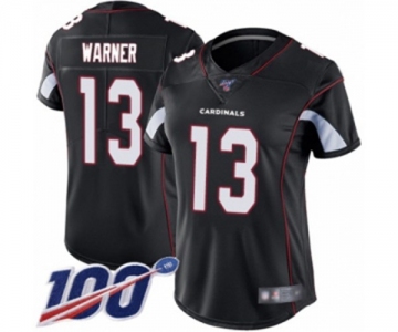 Women's Arizona Cardinals #13 Kurt Warner Black Alternate Vapor Untouchable Limited Player 100th Season Football Jersey