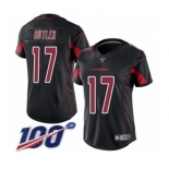 Women's Arizona Cardinals #17 Hakeem Butler Limited Black Rush Vapor Untouchable 100th Season Football Jersey