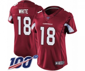 Women's Arizona Cardinals #18 Kevin White Red Team Color Vapor Untouchable Limited Player 100th Season Football Jersey