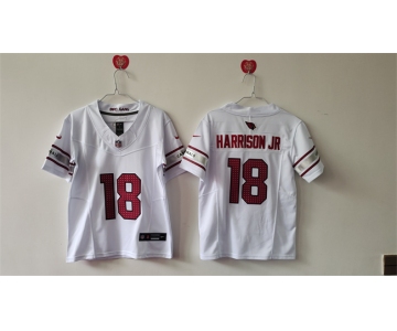 Women's Arizona Cardinals #18 Marvin Harrison Jr White 2024 F.U.S.E Stitched Jersey