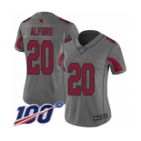 Women's Arizona Cardinals #20 Robert Alford Limited Silver Inverted Legend 100th Season Football Jersey