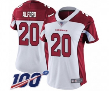 Women's Arizona Cardinals #20 Robert Alford White Vapor Untouchable Limited Player 100th Season Football Jersey