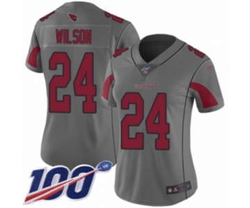 Women's Arizona Cardinals #24 Adrian Wilson Limited Silver Inverted Legend 100th Season Football Jersey