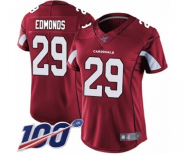 Women's Arizona Cardinals #29 Chase Edmonds Red Team Color Vapor Untouchable Limited Player 100th Season Football Jersey