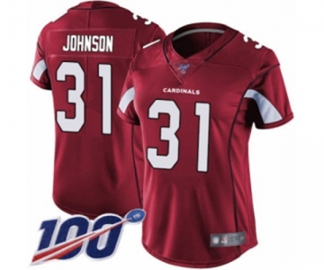 Women's Arizona Cardinals #31 David Johnson Red Team Color Vapor Untouchable Limited Player 100th Season Football Jersey