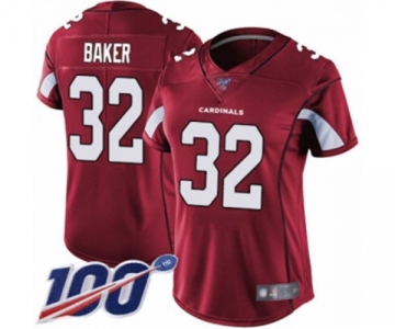 Women's Arizona Cardinals #32 Budda Baker Red Team Color Vapor Untouchable Limited Player 100th Season Football Jersey