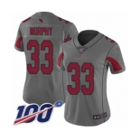 Women's Arizona Cardinals #33 Byron Murphy Limited Silver Inverted Legend 100th Season Football Jersey