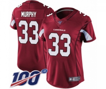 Women's Arizona Cardinals #33 Byron Murphy Red Team Color Vapor Untouchable Limited Player 100th Season Football Jersey