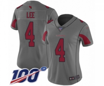 Women's Arizona Cardinals #4 Andy Lee Limited Silver Inverted Legend 100th Season Football Jersey