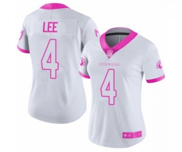 Women's Arizona Cardinals #4 Andy Lee Limited White Pink Rush Fashion Football Jersey