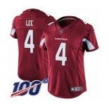 Women's Arizona Cardinals #4 Andy Lee Red Team Color Vapor Untouchable Limited Player 100th Season Football Jersey