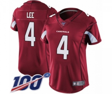 Women's Arizona Cardinals #4 Andy Lee Red Team Color Vapor Untouchable Limited Player 100th Season Football Jersey