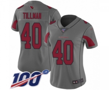 Women's Arizona Cardinals #40 Pat Tillman Limited Silver Inverted Legend 100th Season Football Jersey